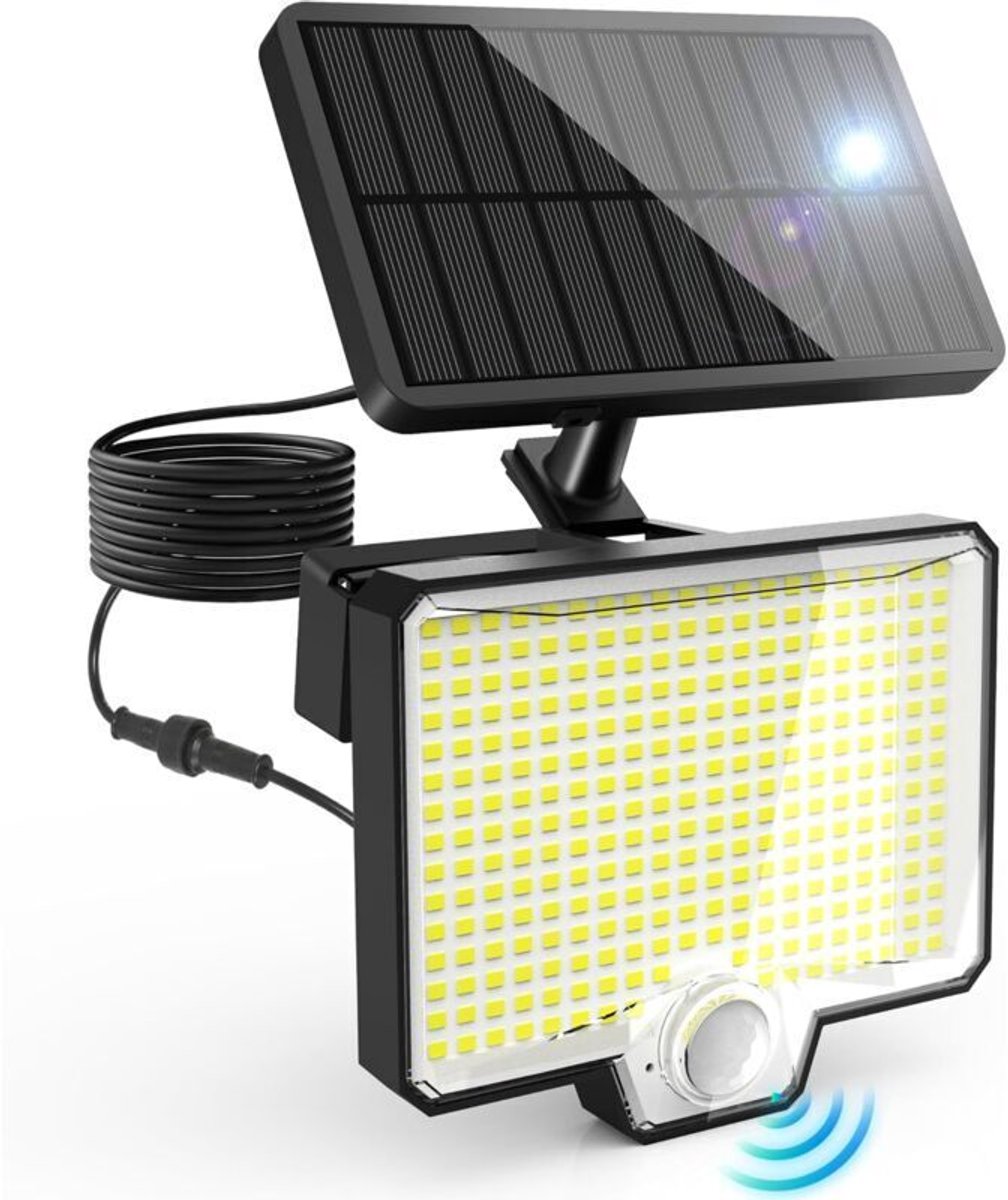 294 LED buitenlamp op zonne-energie geschikt voor bewegingssensor, 4 standen, beschermingsklasse, kleurtemperatuur 6000-6500K, geschikt voor tuinen en garages.