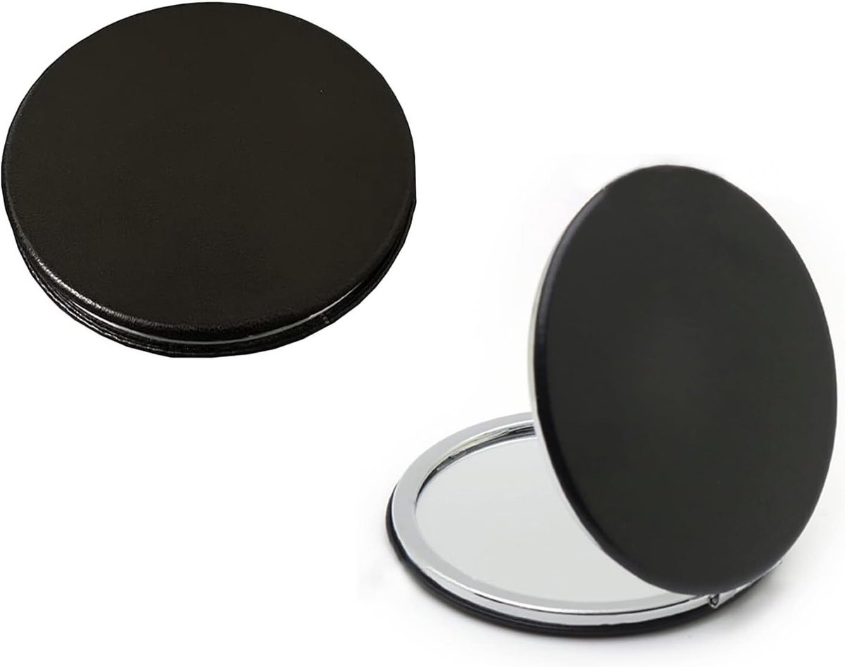 Set van 2 Ronde Make-up Spiegels Compact Dubbelzijdig Draagbaar voor Handtas