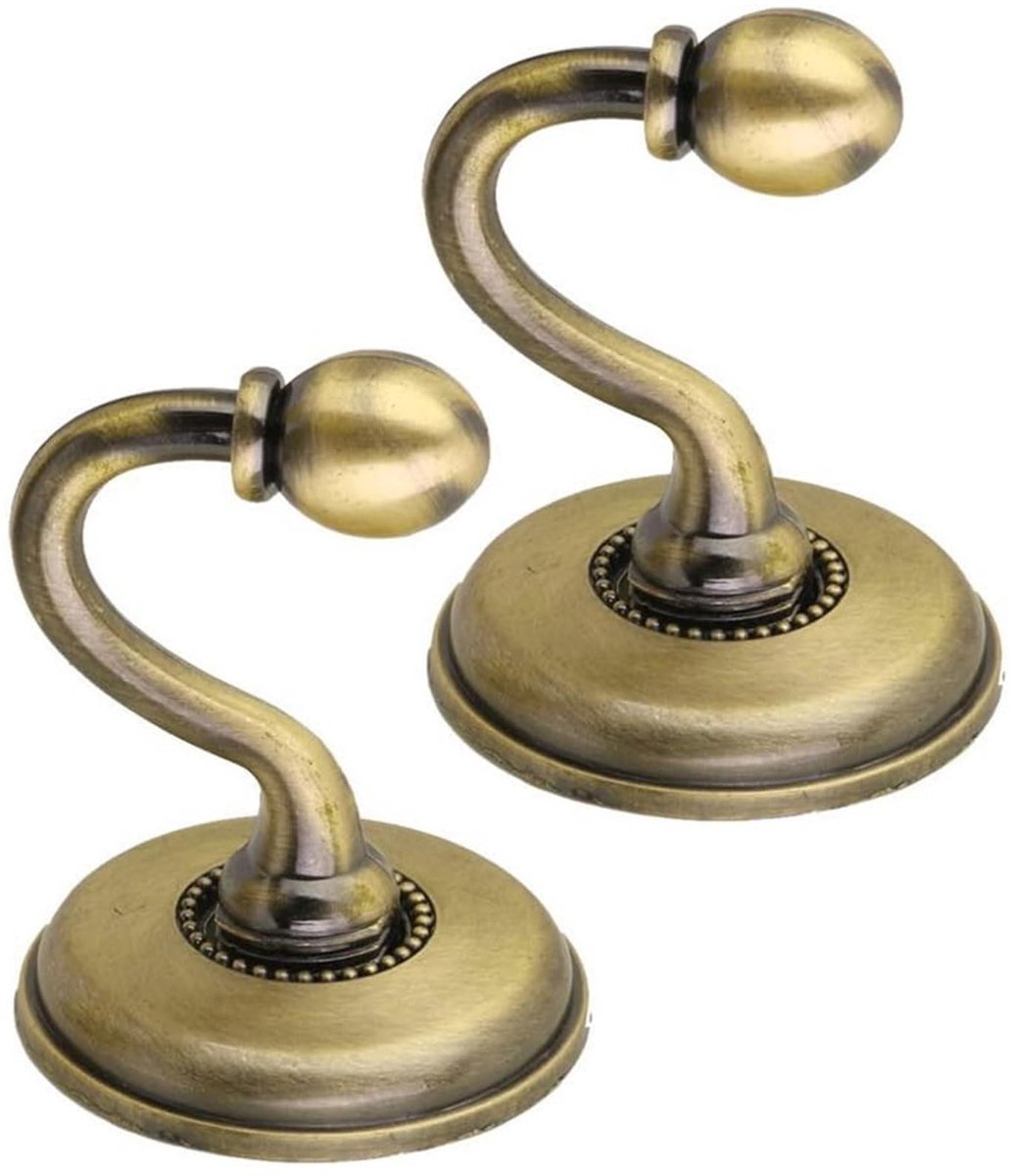 LAUZY- Gordijnhaken Vintage Design - Pommel Holdbacks - Zinklegering - Decoratief - Dikke afgeronde randen - Eenvoudige montage - Haak