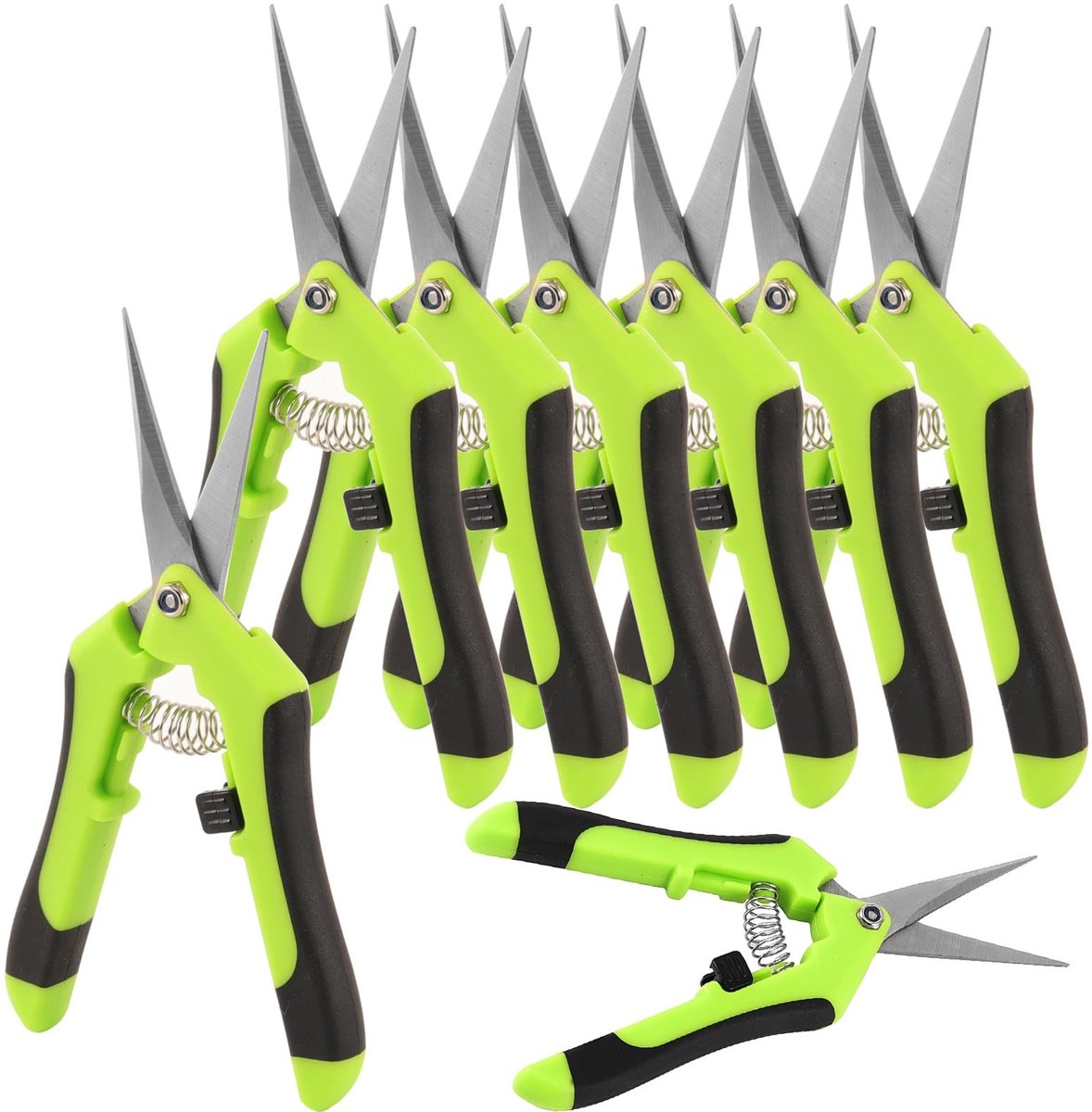 LAUZY- Snoeischaar Professioneel - 8 Stuks - RVS - Antislip Handgrepen - Scherpe Snijkop - Voor Bloemen en Planten - Vermindert Vermoeidheid - Tuinschaar
