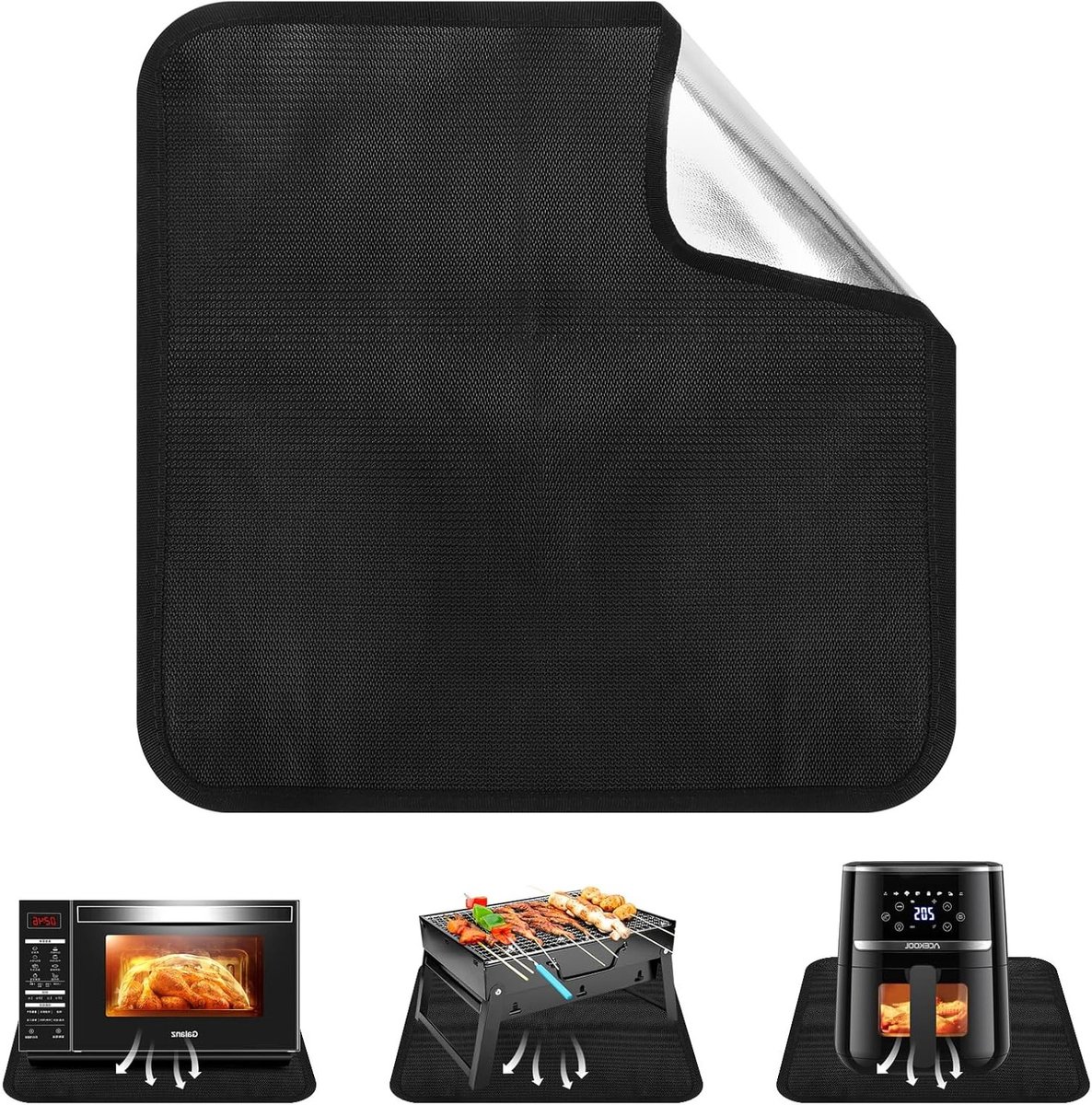 Hittebestendige Mat 30 x 30 cm - Vuurvaste Onderlaag voor BBQ, Grill en Tuin - Tot 1000 °C Bescherming