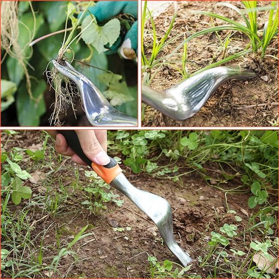 Tuinschep - tuinvork - wortelsnijder - tuingereedschap - draagbaar, handgemaakt metalen tuingereedschap, duurzaam en stevig, met een ergonomische handgreep voor eenvoudig gebruik in de tuin. van Merkloos	 — afbeelding 4