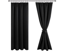 Dailygoods- Verduisteringsgordijnen Zwart - Set van 2 - H 175 x B 140 cm - Ondoorzichtig - Thermische Gordijnen - Hoogwaardig Polyester