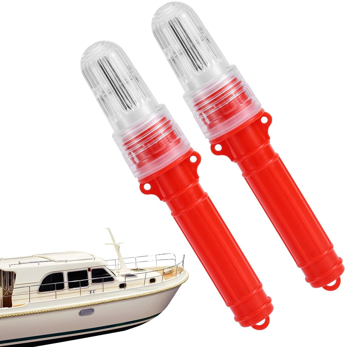 Dailygoods- Fakkels Waterdicht - 2x Bootfakkels - Noodsignalering - Intelligente Lichtregeling - Duurzaam PP - 19x4x4cm - Noodsignaal