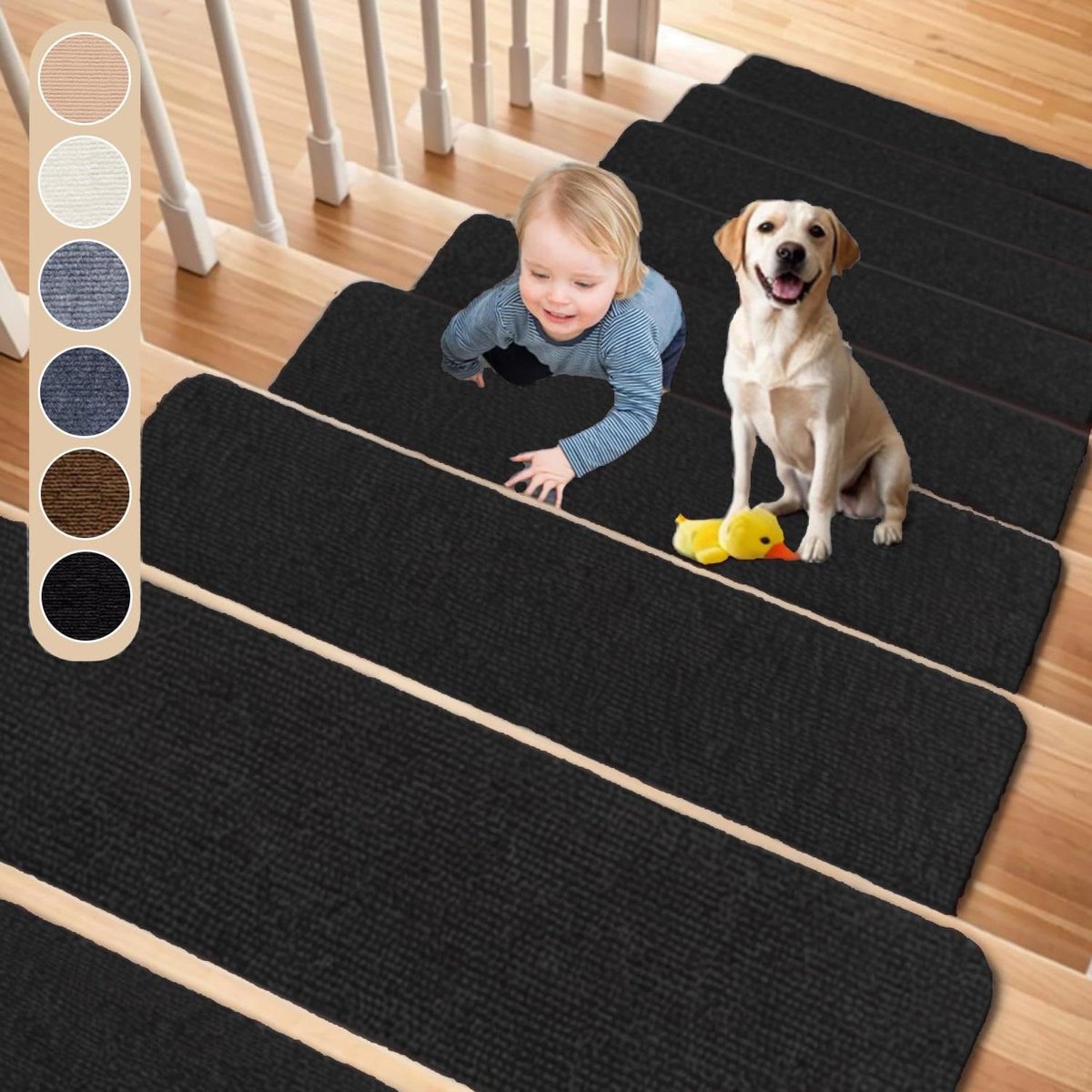 Traptrede Matten - Antislip Treden - Veilig Lopen - Zelfklevend Slijtvast - 15 Stuks 60x20cm - Zwart