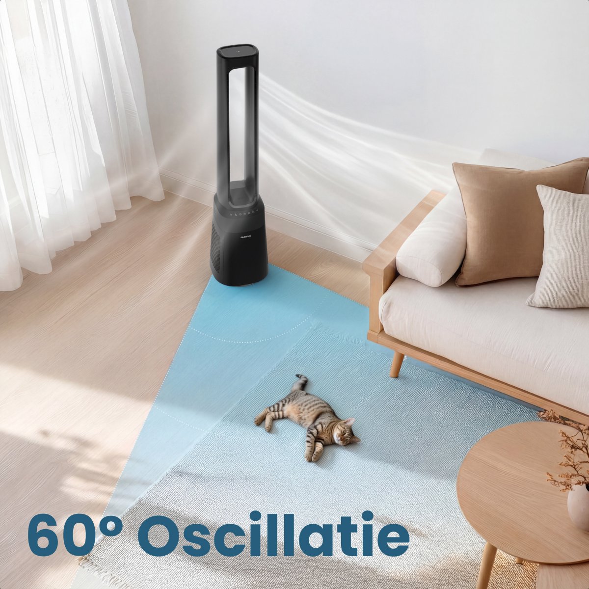 Auronic Torenventilator - Bladeless Model 2 in 1 - Luchtreiniger met HEPA-filter - Ventilator - 10 Standen - Afstandsbediening - 105 cm - Zwart — afbeelding 8