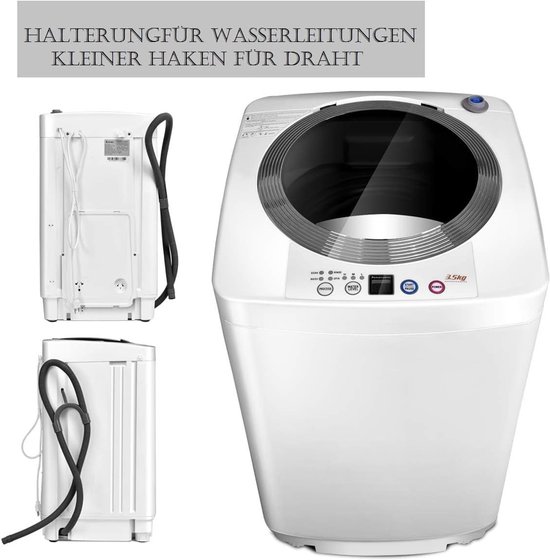 Mini Wasmachine - Compact Apparaat - Kleine Wasjes - Volledig Automatisch - 3.5 kg Capaciteit - Wit — afbeelding 5