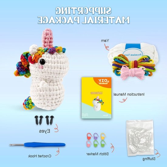 Beginner Haakset voor Unicorns met Stapsgewijze Video Tutorials, Perfect Cadeau voor Kinderen en Volwassenen — afbeelding 3