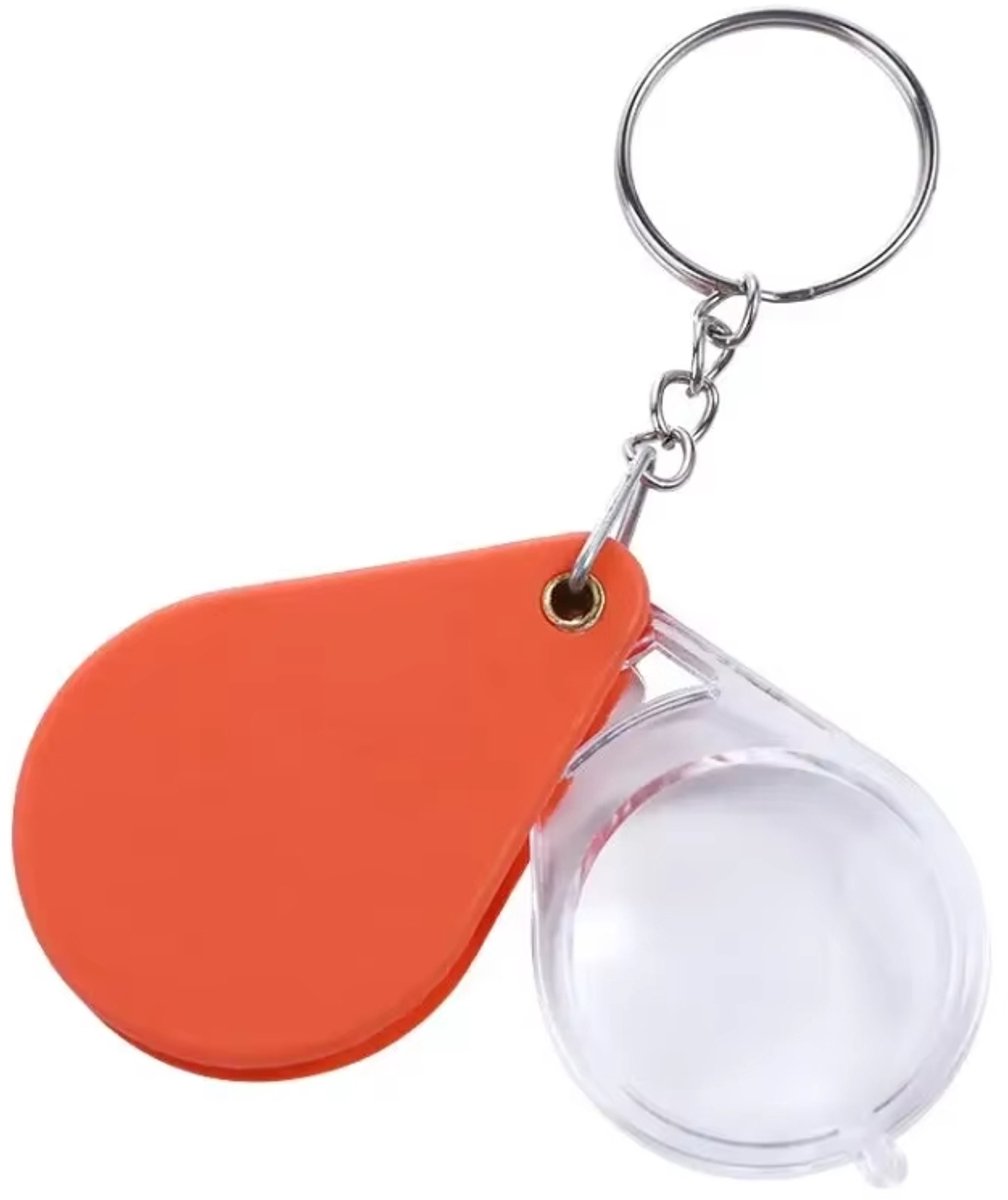 Actie4you® - Sleutelhanger Handloep - Juweliersloep - Vergrootglas - Leesloep - Loep - 2.5 x Vergroting - 30 MM - Lens - Oranje
