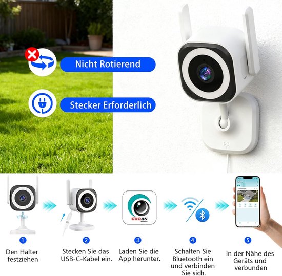 Beveiligingscamera Set - Binnen Buiten Camera - Huis Bewaken - Automatische Zoom - 2 Stuks - Wit — afbeelding 2