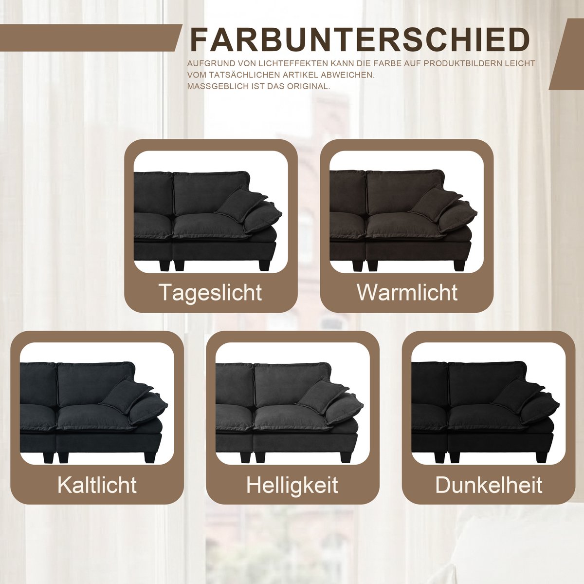 FloraGrace Hoekbank 194 x 155 x 90 cm – Modulair Ontwerp Met 2 Verplaatsbare Ottomanen En 2 Kussens – Voor Woonkamer En Appartement – Chenille – Zwart