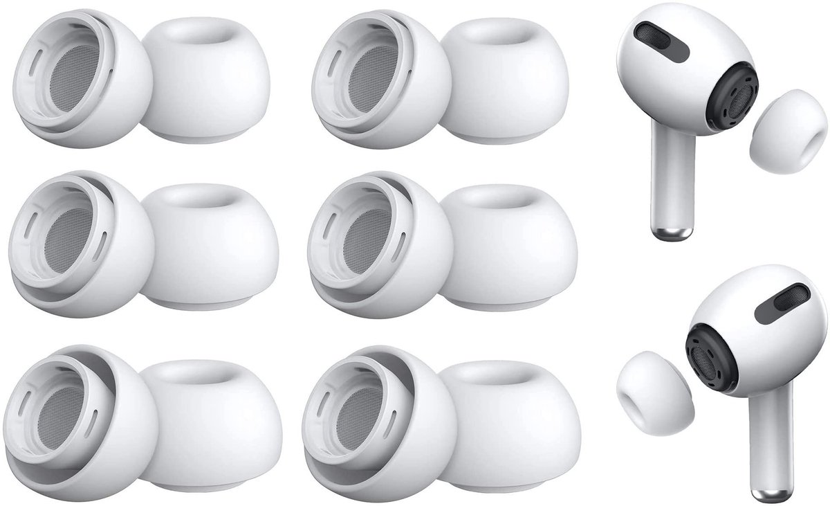 Dailygoods - 6 Paar Vervangende Siliconen Oordopjes - Comfortabel en Geschikt voor Airpods Pro - Wit - Perfecte Pasvorm - Ideaal voor Dagelijks Gebruik