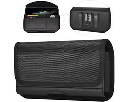 Riem Holster Hoesje Nylon - Universeel Telefoonhoesje Holster 5.5 inch Hoesje Geschikt Voor iPhone 17 / 17 Pro / 16 / 16 Pro / 15 / 15 Pro / 14 / 14 Pro / Samsung A14 / A15 - Zwart