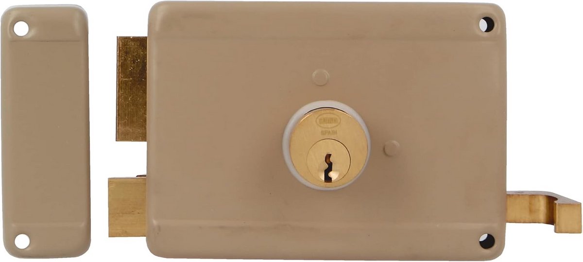 Oppervlakteslot - Deurslot - Beveiliging Deuren - Met Vergrendelingshendel - 100 x 85 mm - Beige