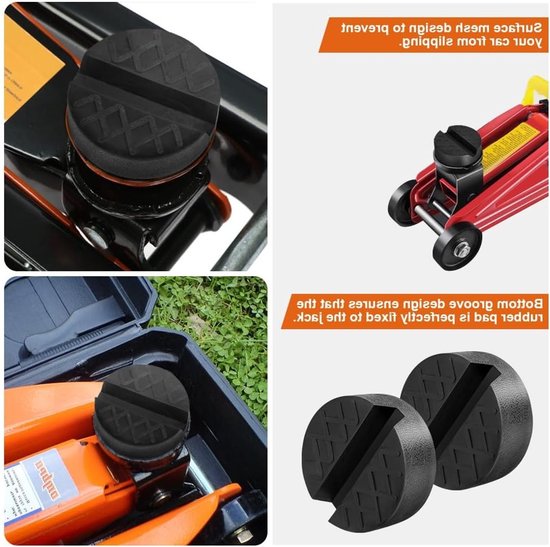 Dailygoody - Rubberen Krikpad - Universeel - Groef Voor Stabiliteit - 2-Delige Set - Ondersteuning Voor Auto's Tot 3 Ton - Veilig en Betrouwbaar — afbeelding 2
