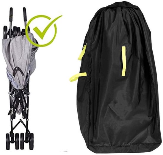 Kinderwagen draagtas - Transporttas voor in het vliegtuig - Stofhoes - Universeel ontwerp - Geschikt voor luchthavens, treinstations en reizen - 83*45 cm - Zwart — afbeelding 3