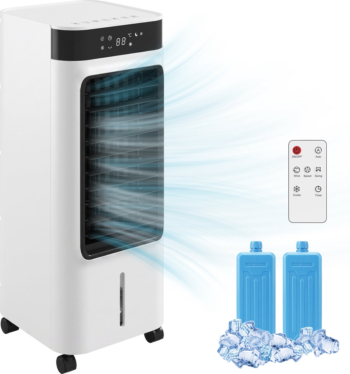 Mobiele Airco - Aircooler / Luchtkoeler - Draagbare Airconditioner - 3-in-1 Airco, Ventilator & Ontvochtiger - 7L Watertank - voor 20 m² - met Afstandsbediening & 24-uurs Timer - 50 dB - Inclusief Wieltjes - Wit