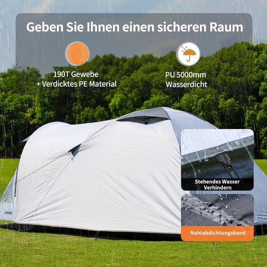 4-persoons campingtent 3-4 seizoen waterdicht 5000 mm tent koepeltent met luifel lichtgewicht wandeltent outdoor iglo tent festivaltent van Merkloos — afbeelding 2