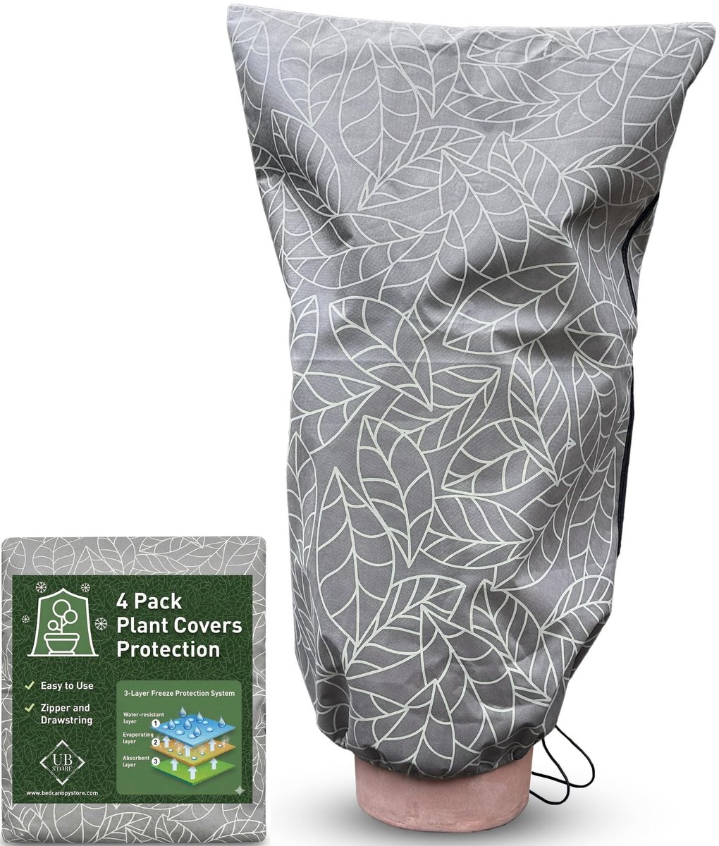 SMOAKEZ- Vorstbescherming 3-laags - Plantenhoes - Opbergtas - Potplantenzak - Waterbestendig - Trekkoord voor snelle installatie