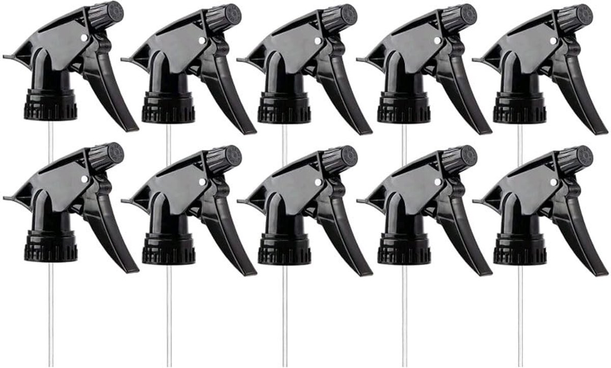LIVIA HOME- Spuitfles Heavy Duty - 10 Stuks - Sproeikop met 3 Modi - Herbruikbaar - Kunststof - Verstelbare Lengte 8,25 Inch