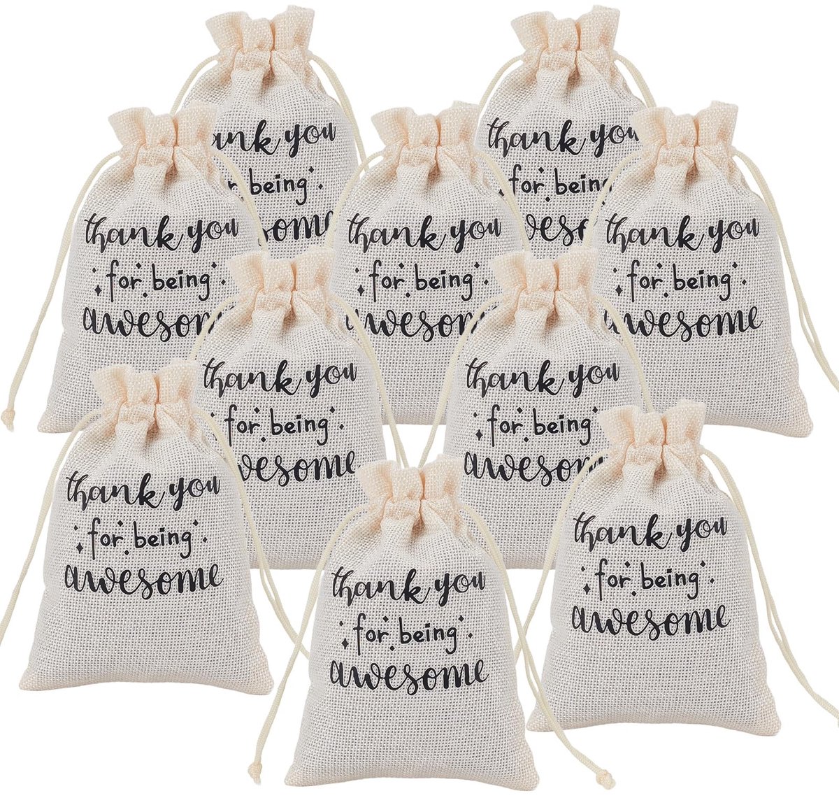 LIVIA HOME- Bachelorette Kit 10 Stuks - Katoenen Zakken - Dubbellaags - 10,5 x 14,5 cm - Machinewasbaar - Biologisch Afbreekbaar - Feestzak