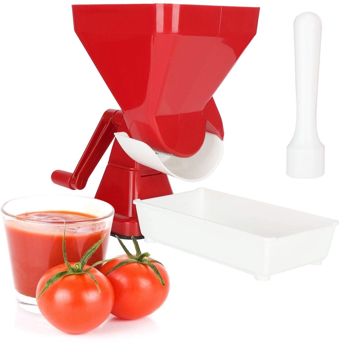SOUQONE- Tomatenpers Hoge Sapopbrengst - Roestvrij Stalen Filter - Duurzaam PP Materiaal - Eenvoudige Reiniging - Grote Invoeropening - Handig in Gebruik - Sapcentrifuge