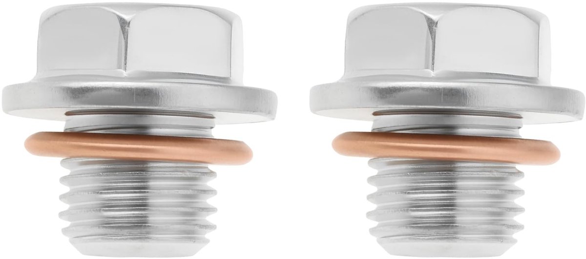 Dailygoods- Olieplug M14 x 1,5 - 2x Afvoerplug - Metalen Constructie - Koperen Afdichtringen - Compatibel met Mitsubishi L200 - OEM: 1064A034
