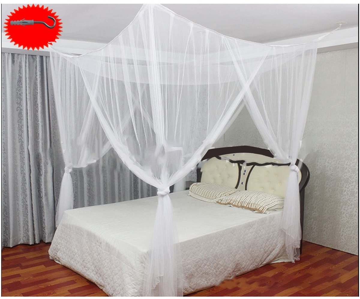 Dailygoods- Bedhemel Grote Binnenruimte - Polyester - Vierkante Hemel - Luxe Gordijnen - Uniek Ontwerp - Comfortabele Slaap - Bedgordijn