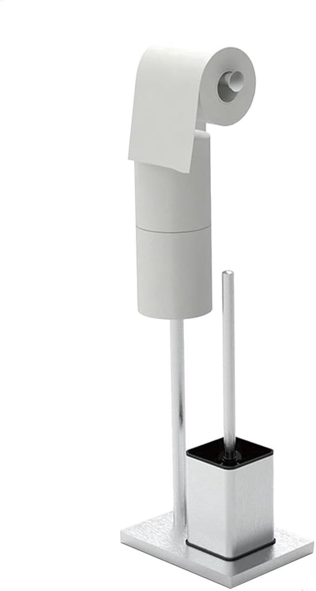Dailygoods- Toiletrolhouder Vrijstaand - Toiletborstel - Roestvrij Staal - Antiroest - Opvouwbaar - Maximale Capaciteit 5 Rollen - Toiletpapierhouder