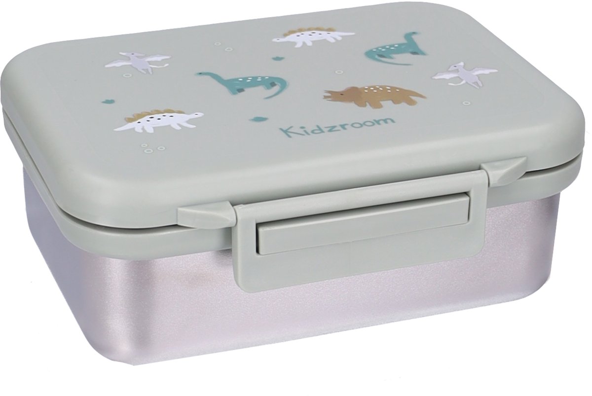 Kidzroom Small Talk Broodtrommel - RVS lunchbox kinderen - Incl. divider - 1,8 liter - Groen