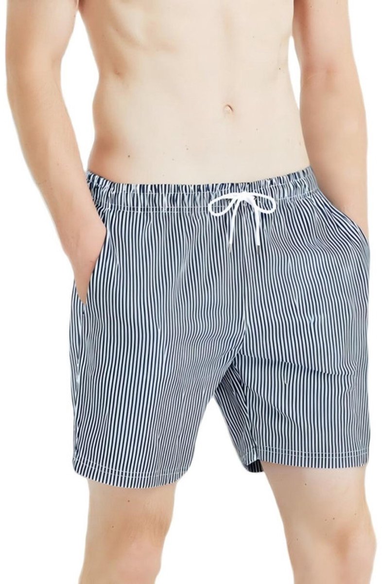 Zwemshorts voor heren – XXL - Taille: 74-94 cm – Korte zwemkleding – Voering van mesh – Shorts in boxershort-stijl – Strandshorts van gemiddelde lengte – Shorts met streepdessin – Geschikt voor strand, buitenactiviteiten, enz.