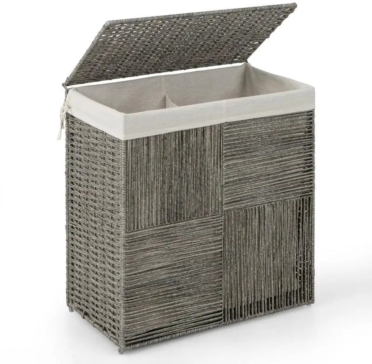 Dailygoods 29 gallon wasmand met handige handgrepen en uitneembare binnenzak - grijs