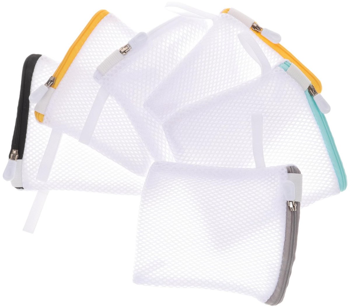 Dailygoods- Waszak 6 Stuks - Opvouwbaar - Mini Waszak - Herbruikbaar Net - Bescherming Tegen Klitten - Afmetingen 12x12 cm - Wasnet