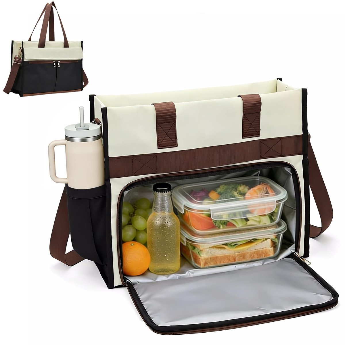 Dailygoods- Lunchtas 2-in-1 Design - Waterdicht - Laptoptas 15,6 inch - Geïsoleerd Koelvak - Ruim - Ideaal voor Kantoor en School