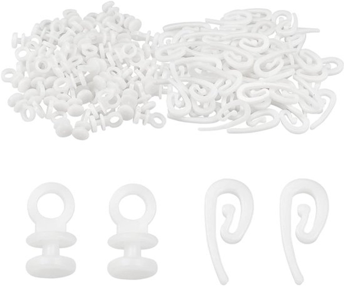 Allecto - Gordijnhaken Plastic Wit - 200 stuks - Duurzaam en Flexibel