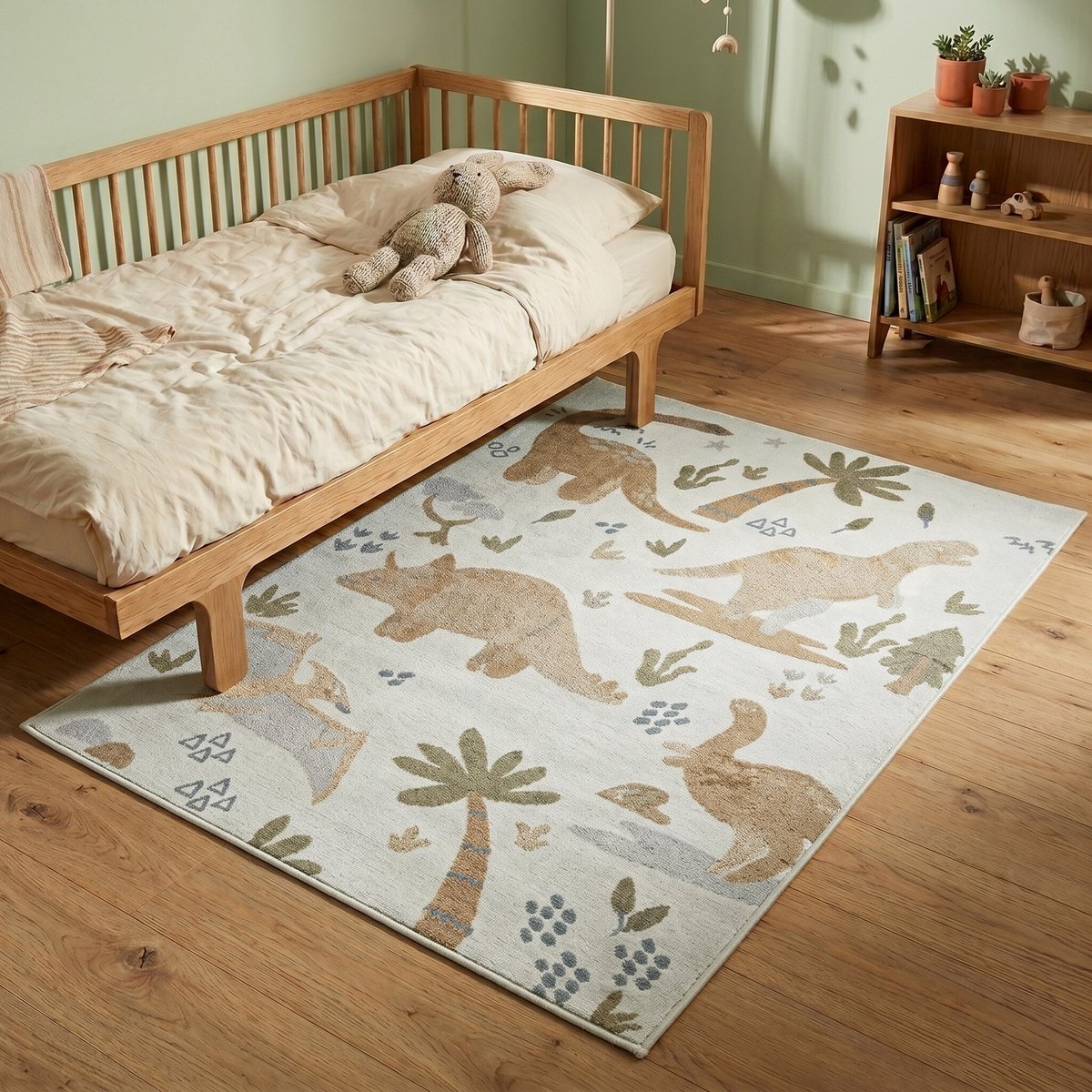 Little Olly Wasbaar kindervloerkleed - Mace Dino Creme - 140x200cm