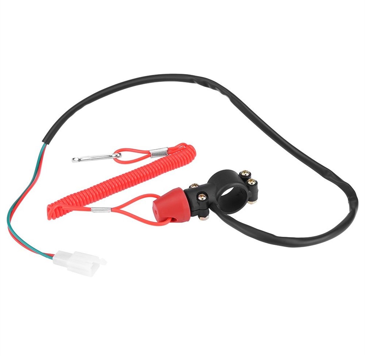 Dailygoods - Motor Schakelaar - Veiligheidslijn - Waterdicht - Zwart en Rood - Buitenboordmotor - Betrouwbaar en Duurzaam - Geschikt voor Motorfietsen