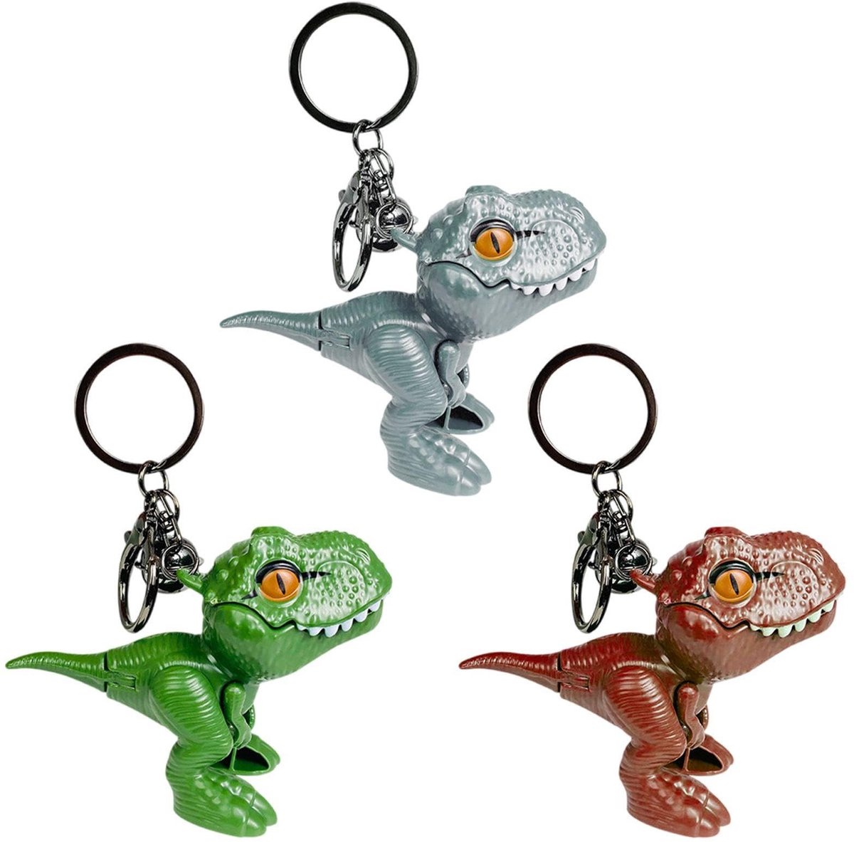 Dailygoods- Sleutelhanger Dinosaurus - 3 Stuks - Creatieve Decoraties - Duurzaam Plastic/Legering - Uniek Ontwerp - Geschikt Voor Tassen - Tassenhanger