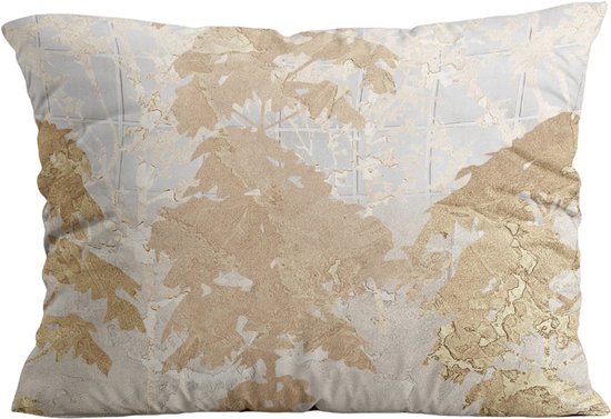 Kussensloop met Japanse boomprint in goudkleurige en grijze tinten. Textuur met scheuren.