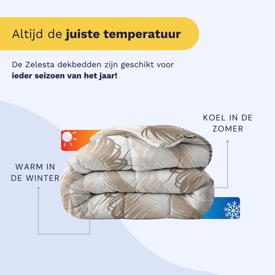 Een dekbed met bruine palmbladeren, geschikt voor zomer en winter.