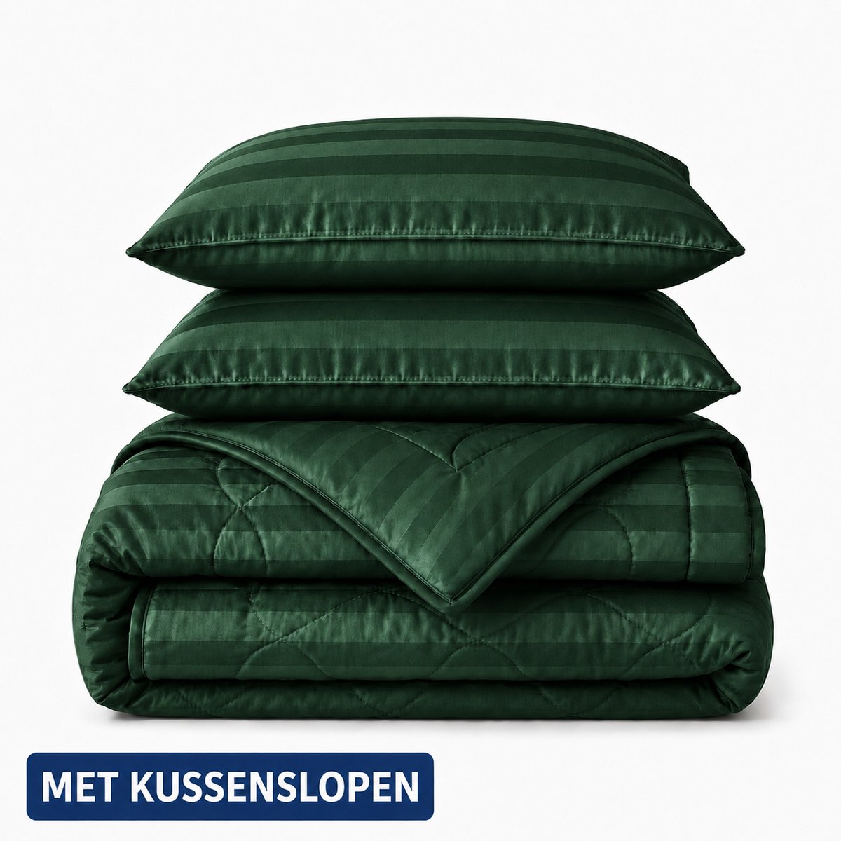 Dekbed Zonder Overtrek 240x200 cm - Groen - Hotel Velvet – Met Kussensloop - Wasbaar - Hoesloos Dekbed