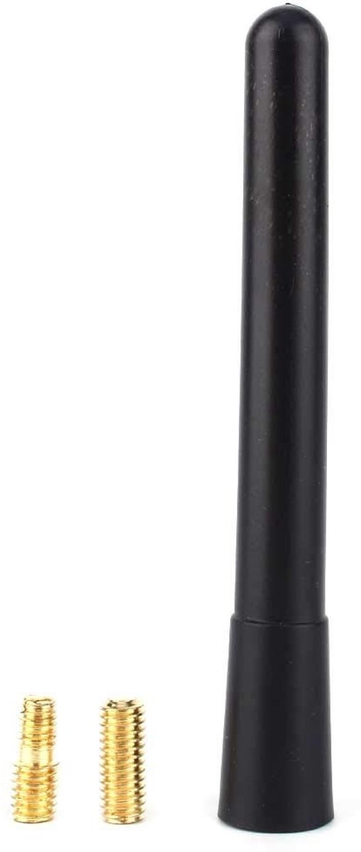 JHUBERS- Antenne Korte Zwarte Aluminium - Antenne Auto Universeel - Antenne Radio - Eenvoudig te Installeren - Stabiele Prestaties - Compatibel met 5mm/6mm Schroeven - Autoantenne
