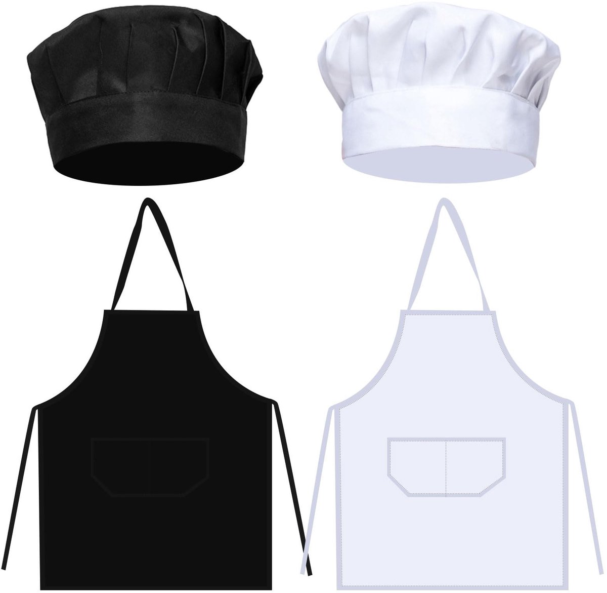 Dailygoods- Schorten Set van 4 - Verstelbaar Schort - Koksmutsen - Waterdicht - Ademend - Hoogwaardig Polyester - Keukenschort
