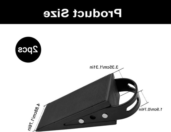 Verstelbare Zwarte Rubber Deurwiggen met RVS Haken - Antislip en Duurzaam voor Thuis, Kantoor en Hotels — afbeelding 5