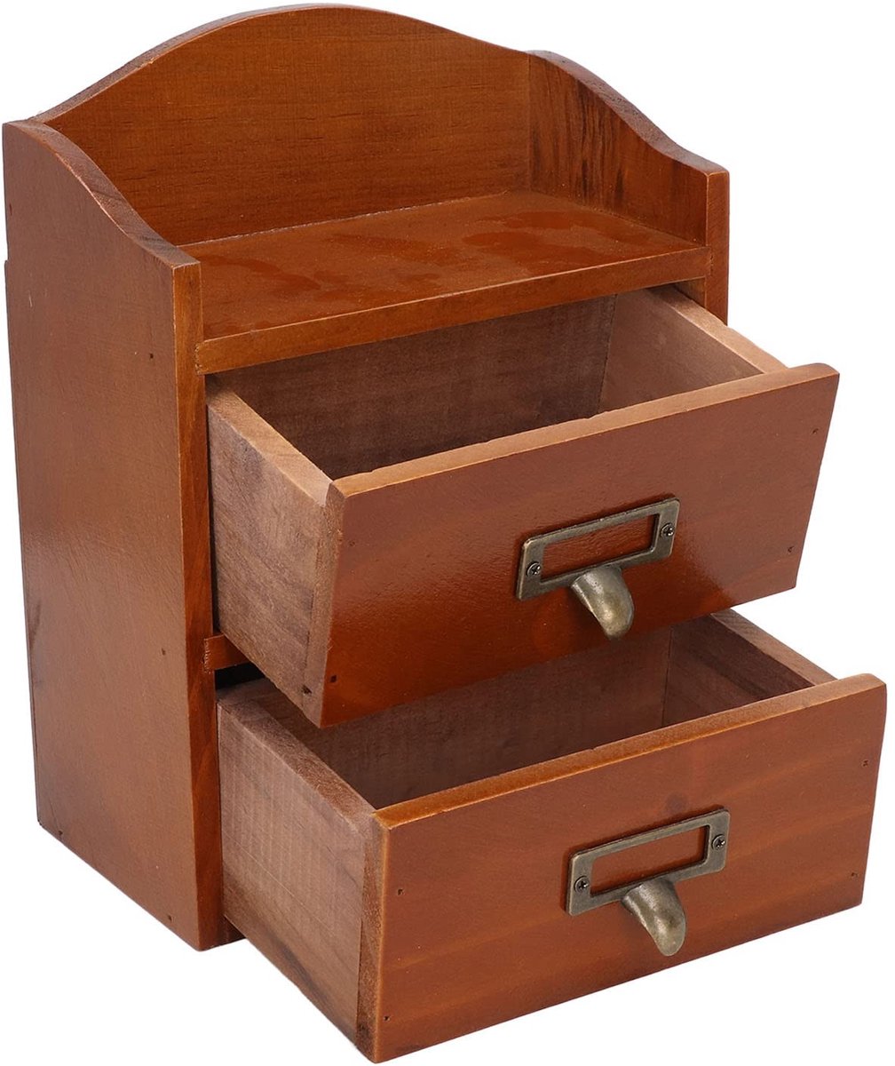 Dailygoods- Sieradendoosje Houten - 2 Lagen - 24,5 x 13 x 18,8 cm - Retro Chinese Stijl - Sieradenopslag - Make-up Organizer - Opbergdoos