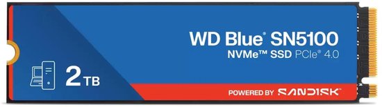 Sandisk Wd Blue Sn5100 Nvme Ssd 2Tb Voor Computer En Laptops, Hoge Prestaties