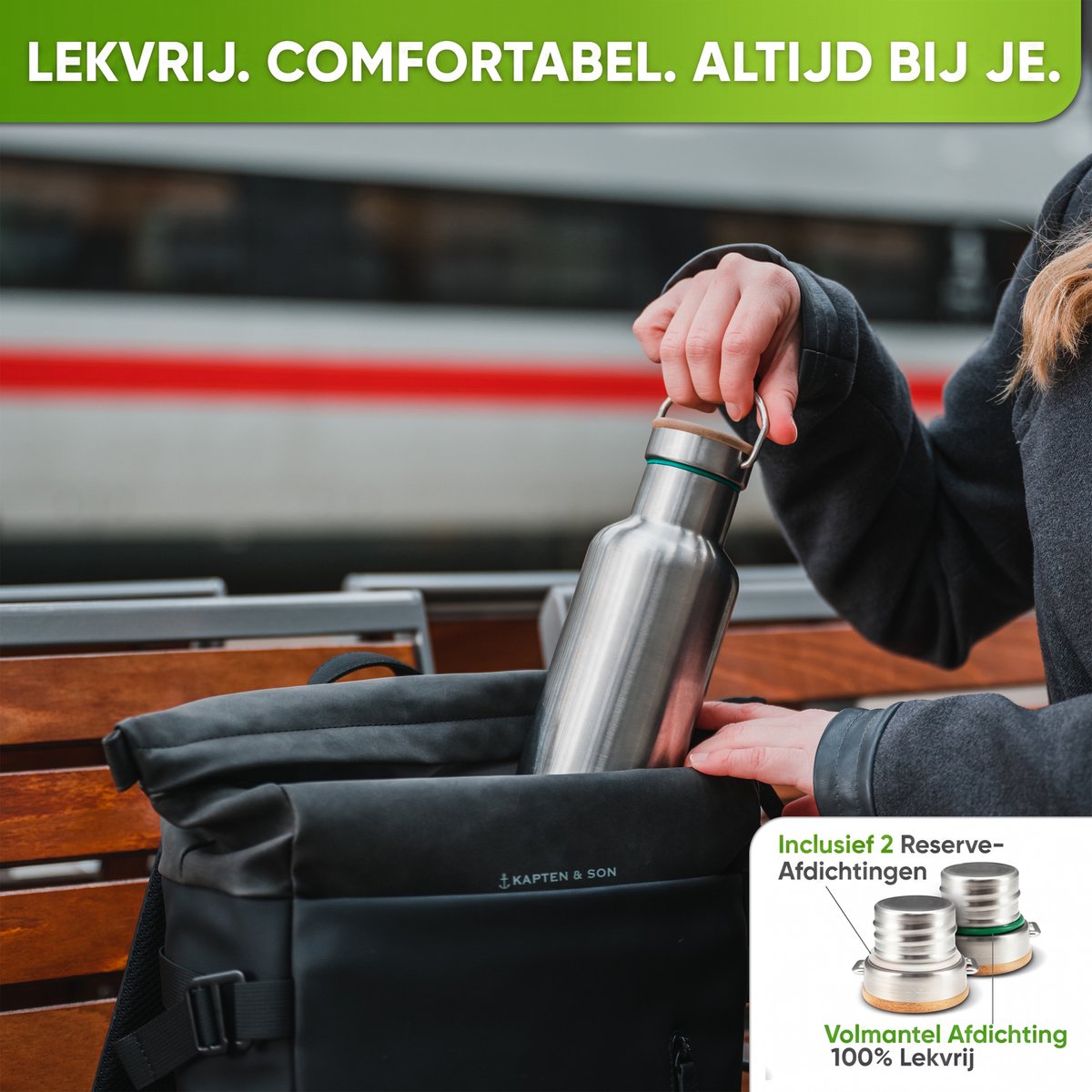 Blockhütte Thermosfles 1 Liter - Grote RVS Waterfles voor Sport & Gym - Gegarandeerd Lekvrij - 25 Uur Koud & 13 Uur Warm - BPA-vrij & Duurzaam thumbnail 3