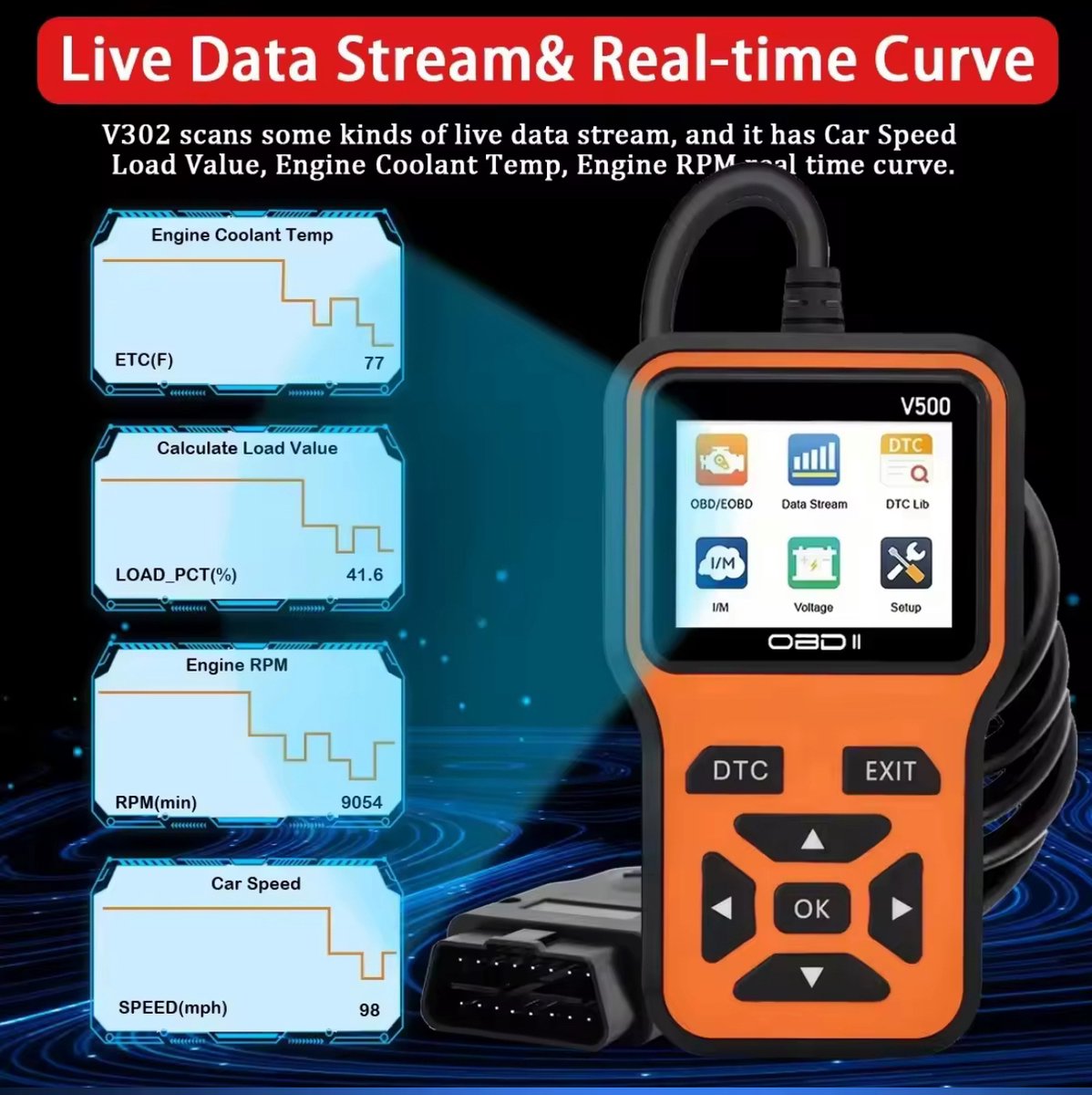 OBD2 Diagnoseapparaat V500 – Auto Uitleesapparaat – Foutcodelezer – OBDII Scanner – Live Data – Accuspanning Test – Benzine & Diesel thumbnail 7