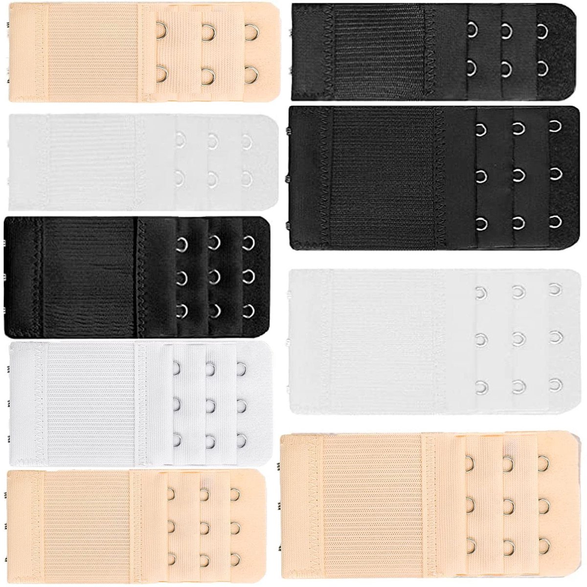 Dailygoods- Beha-extender 9-delige set - Elastische Verlengingsset - Zacht/Katoen - Roestvrij Staal - Verstelbaar/Comfortabel - Geschikt voor de meeste bh maten