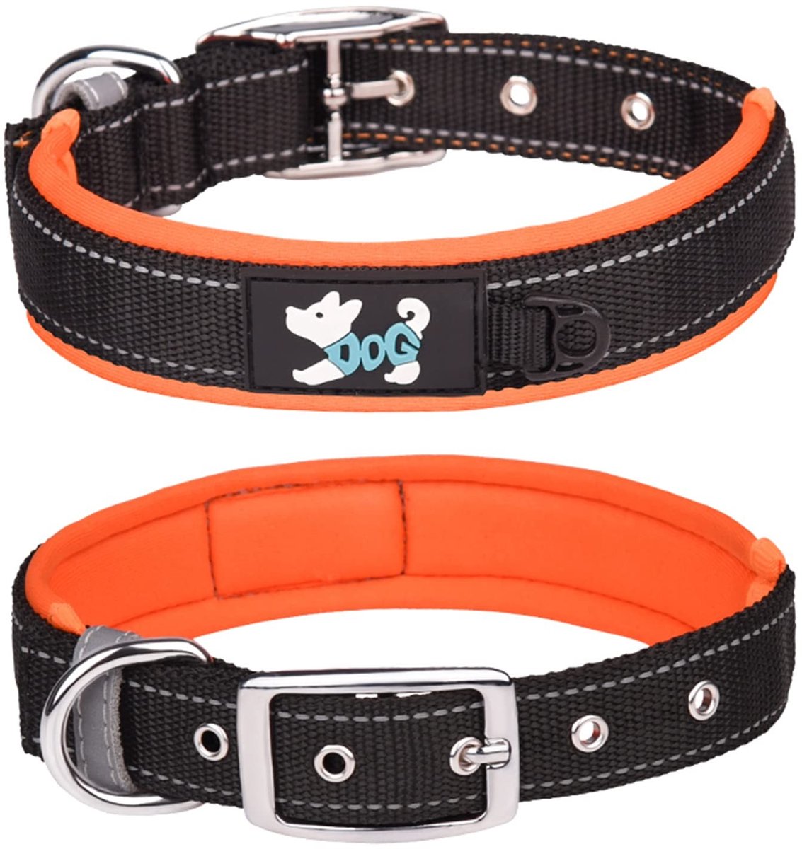 Dailygoods- Halsband Verstelbaar - Reflecterende Halsband - Zacht Neopreen Gevoerd - Nylon Halsband - Hondenhalsband XL - Geschikt voor Grote Honden